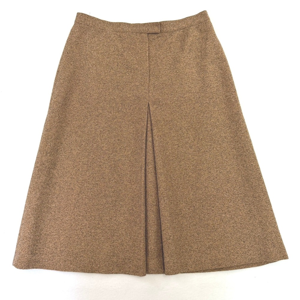 Vintage Alex Colman‎ Brown Textured Knit A-Line Pleated Skirt Size 18 14202/C